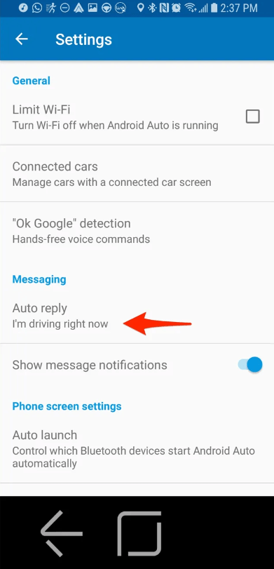 Android auto replies